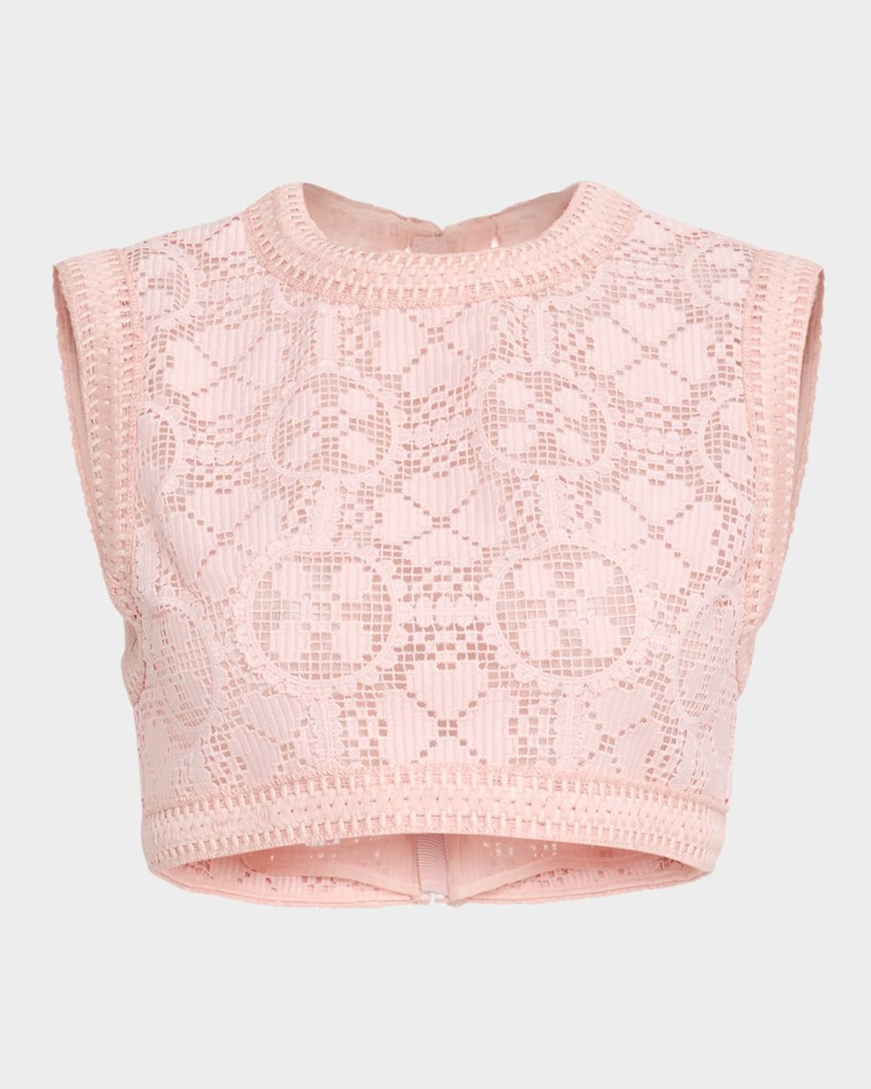 Embroidered Lace Sleeveless Crop Top